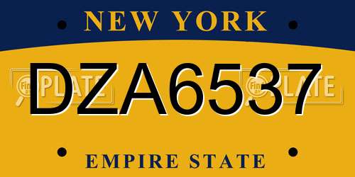 DZA6537 New York License Plate