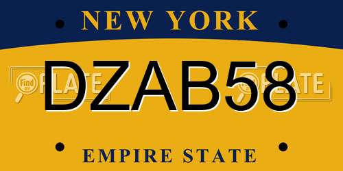 DZAB58 New York License Plate
