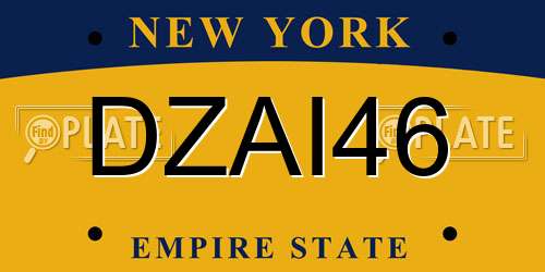 DZAI46 New York License Plate