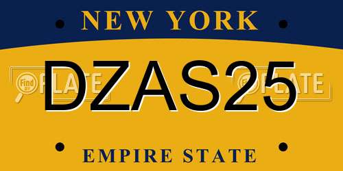 DZAS25 New York License Plate
