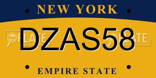 DZAS58 New York License Plate