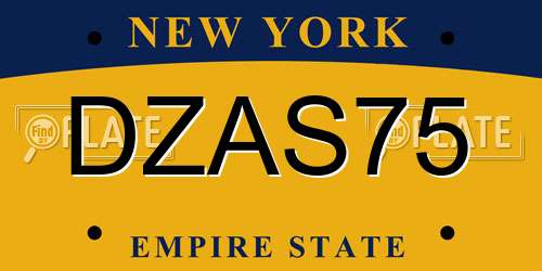 DZAS75 New York License Plate