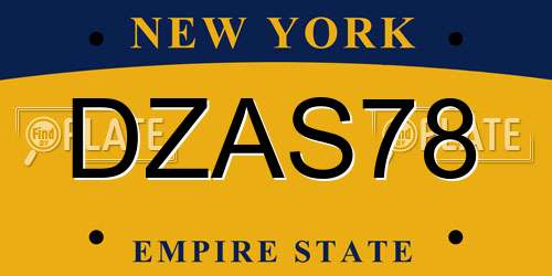 DZAS78 New York License Plate