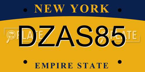 DZAS85 New York License Plate