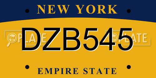 DZB545 New York License Plate