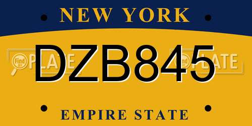 DZB845 New York License Plate