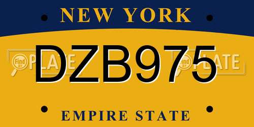 DZB975 New York License Plate