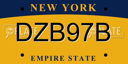 DZB97B New York License Plate