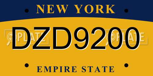 DZD9200 New York License Plate
