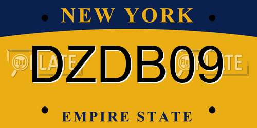 DZDB09 New York License Plate
