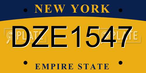 DZE1547 New York License Plate
