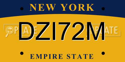 DZI72M New York License Plate
