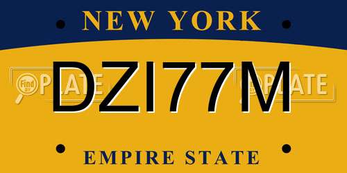 DZI77M New York License Plate