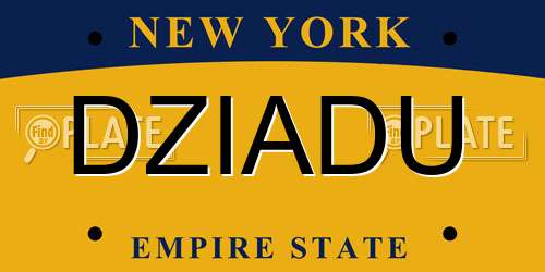DZIADU New York License Plate