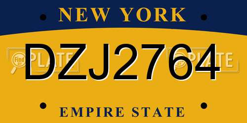 DZJ2764 New York License Plate