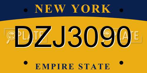 DZJ3090 New York License Plate