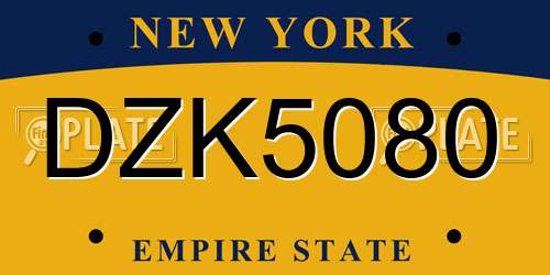 DZK5080 New York License Plate