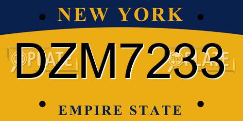 DZM7233 New York License Plate