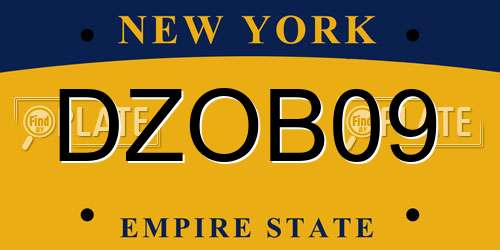 DZOB09 New York License Plate