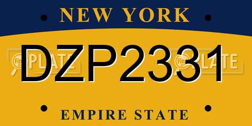 DZP2331 New York License Plate