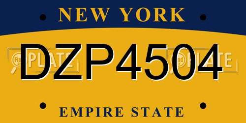 DZP4504 New York License Plate