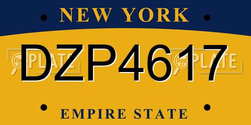DZP4617 New York License Plate