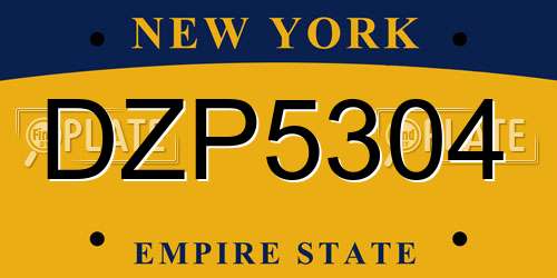 DZP5304 New York License Plate