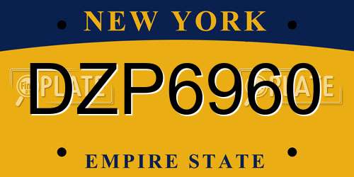 DZP6960 New York License Plate