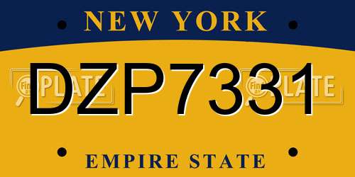 DZP7331 New York License Plate