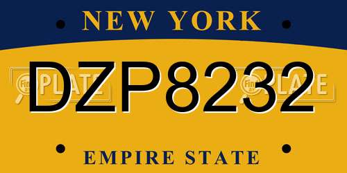 DZP8232 New York License Plate
