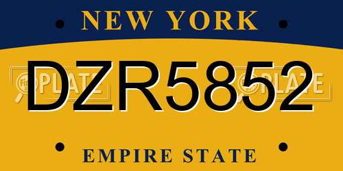 DZR5852 New York License Plate