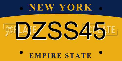DZSS45 New York License Plate