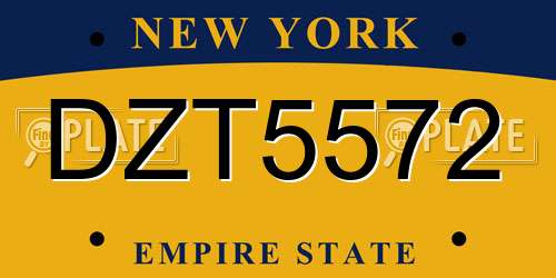 DZT5572 New York License Plate