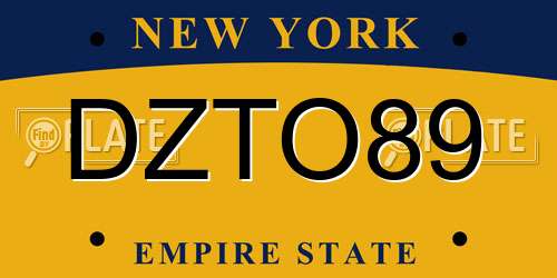 DZTO89 New York License Plate