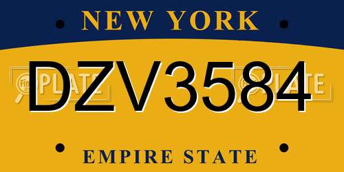 DZV3584 New York License Plate