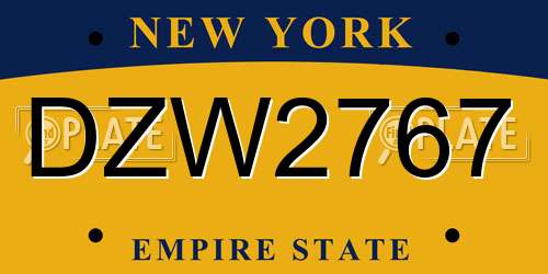 DZW2767 New York License Plate