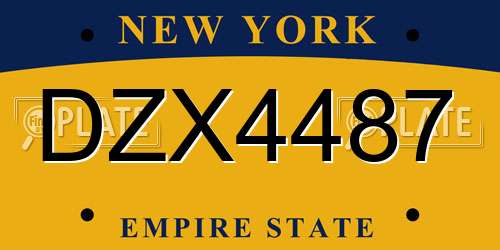 DZX4487 New York License Plate