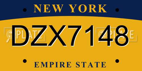 DZX7148 New York License Plate