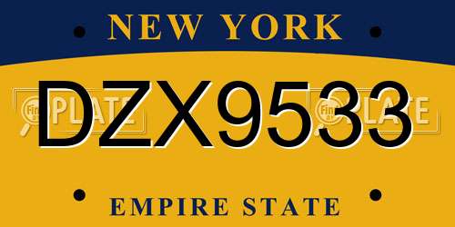 DZX9533 New York License Plate