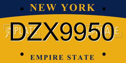 DZX9950 New York License Plate