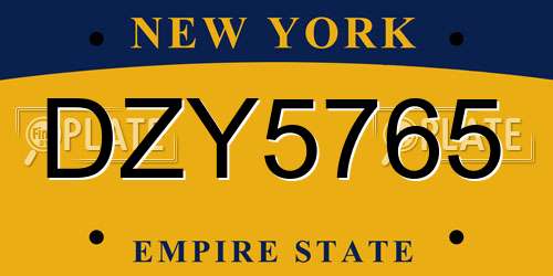 DZY5765 New York License Plate