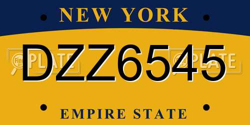 DZZ6545 New York License Plate
