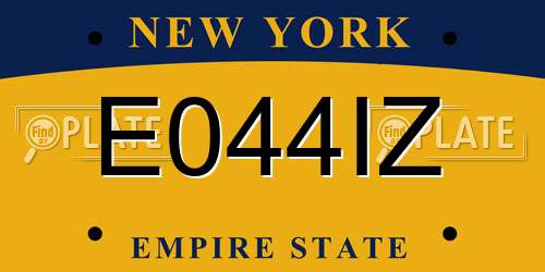 E044IZ New York License Plate