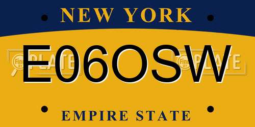 E06OSW New York License Plate
