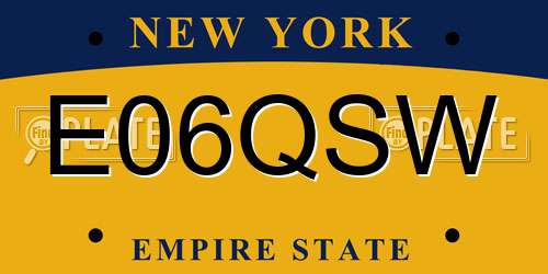 E06QSW New York License Plate