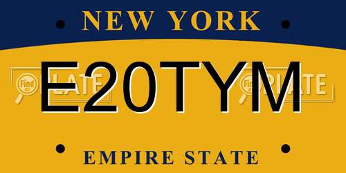 E20TYM New York License Plate