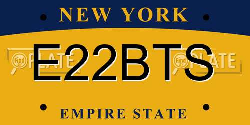E22BTS New York License Plate