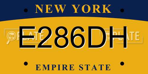 E286DH New York License Plate