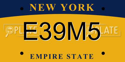 E39M5 New York License Plate