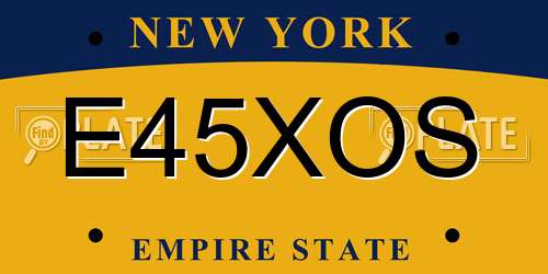 E45XOS New York License Plate